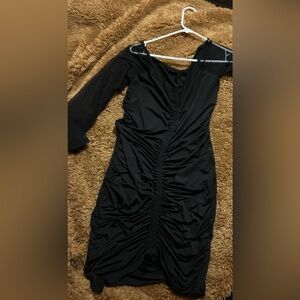 Elegant Black Ruched Dress